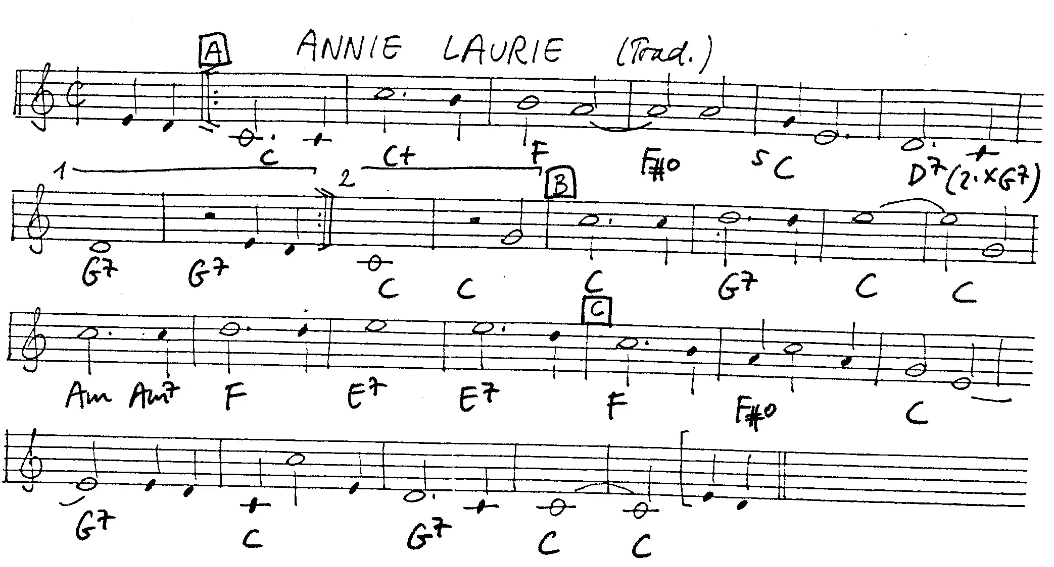annie laurie free jazz leadsheet - Courtesy of the Jungle Jazz Band
